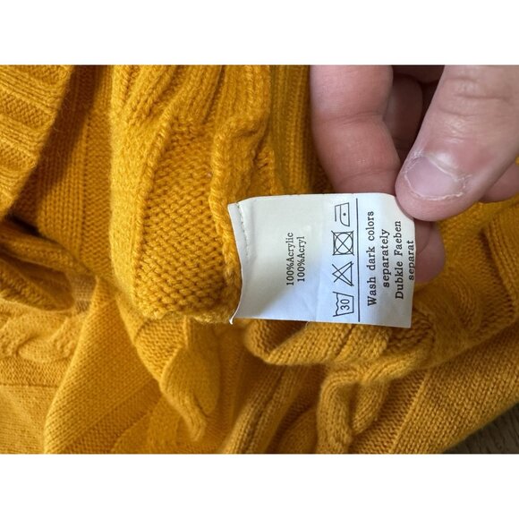 PJ Paul Jones Men Size Medium Cable Knit Cardigan Sweater Buttons Yellow Grandpa - Picture 8 of 10
